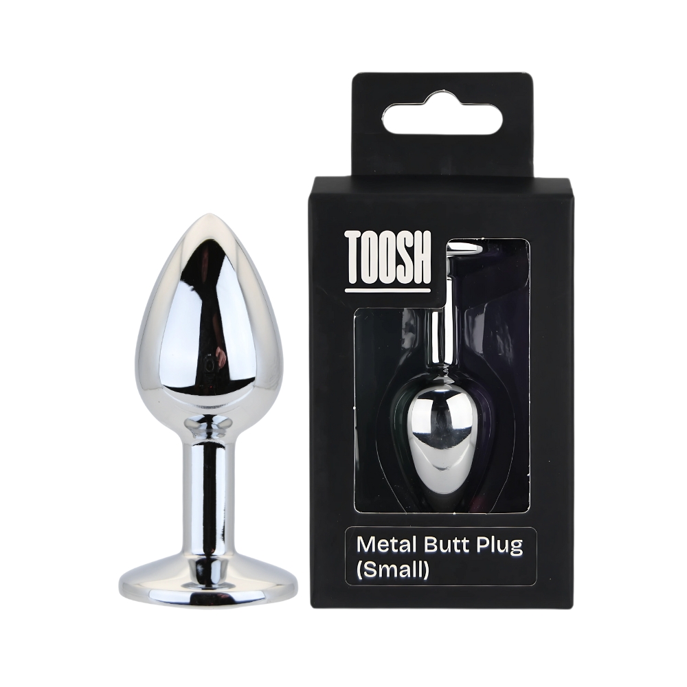 Toosh Silver Metal Butt Plug Small Clear Stone